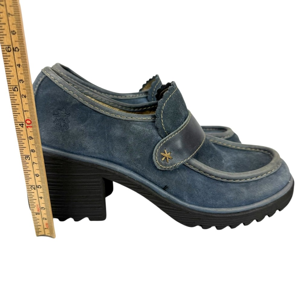 FLY London Blue Suede Loafers with Leather Trim Shoe Size 40 EU - Picture 8 of 10